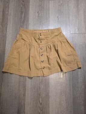 American Eagle Outfitters Mini Skirt Women's Size 4 Tan Corduroy Button Front Pl